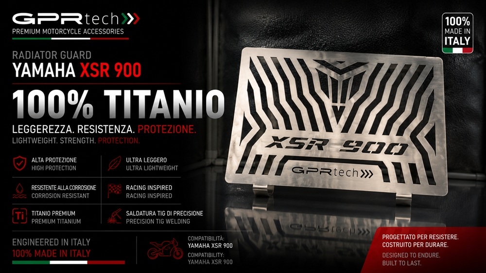 GPR TECH compatible with  Yamaha Xsr 900 2022/2024 e5 Protecteur de radiateur en titane 
