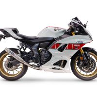 GPR pot echappement compatible avec Yamaha YZF R7 2021-2024, Deeptone Inox, Homologué et légal, système d'échappement complet avec catalyseur et db killer amovible 