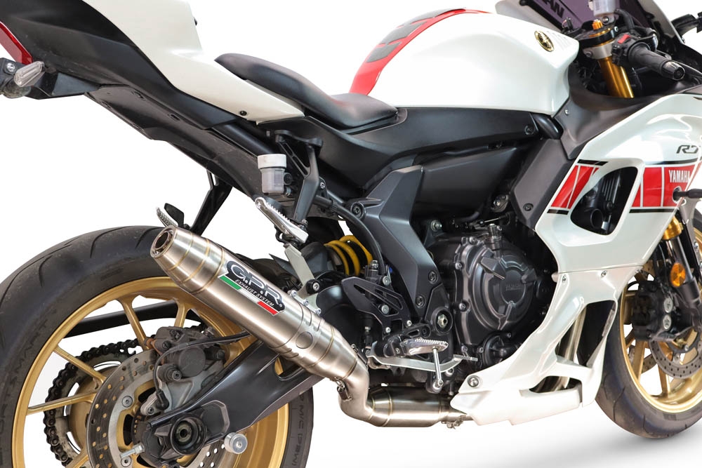 GPR pot echappement compatible avec Yamaha YZF R7 2021-2024, Deeptone Inox, Homologué et légal, système d'échappement complet avec catalyseur et db killer amovible 