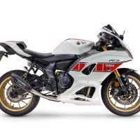 GPR pot echappement compatible avec Yamaha YZF R7 2021-2024, GP-Revo Black Titanium, Homologué et légal, système d'échappement complet avec catalyseur et db killer amovible 
