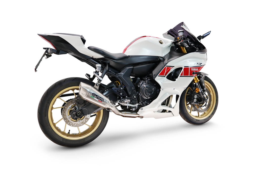 GPR pot echappement compatible avec Yamaha YZF R7 2021-2024, GP-Revo Titanium, Homologué et légal, système d'échappement complet avec catalyseur et db killer amovible 