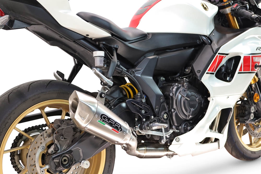 GPR pot echappement compatible avec Yamaha YZF R7 2021-2024, GP-Revo Titanium, Homologué et légal, système d'échappement complet avec catalyseur et db killer amovible 
