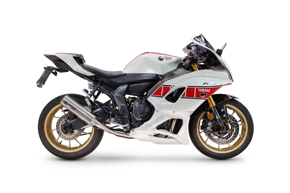 GPR pot echappement compatible avec Yamaha YZF R7 2021-2024, M3 Inox , Homologué et légal, système d'échappement complet avec catalyseur et db killer amovible 
