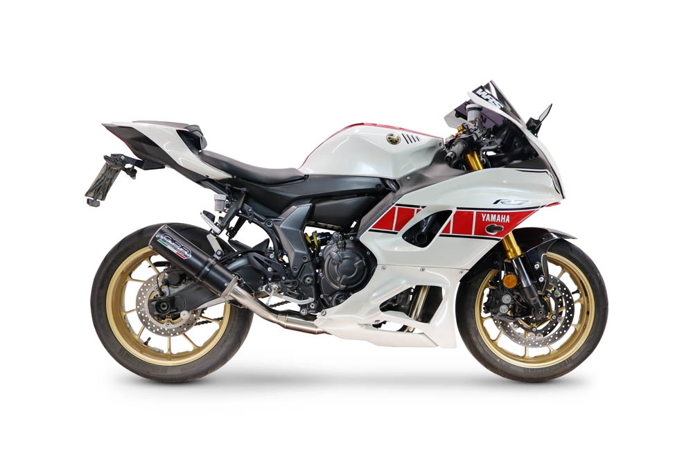 GPR pot echappement compatible avec Yamaha YZF R7 2021-2024, M3 Black Titanium, Pot d'échappement complet racing, compris de collecteur et db killer amovible, sans homologation 
