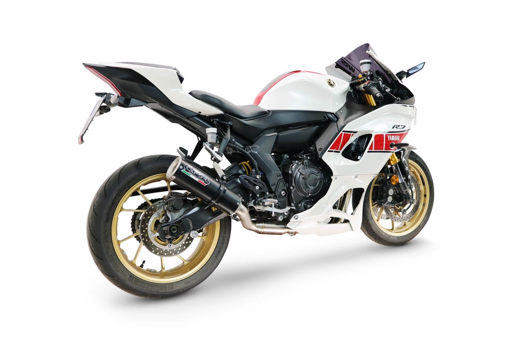 GPR pot echappement compatible avec Yamaha YZF R7 2021-2024, M3 Black Titanium, Pot d'échappement complet racing, compris de collecteur et db killer amovible, sans homologation 
