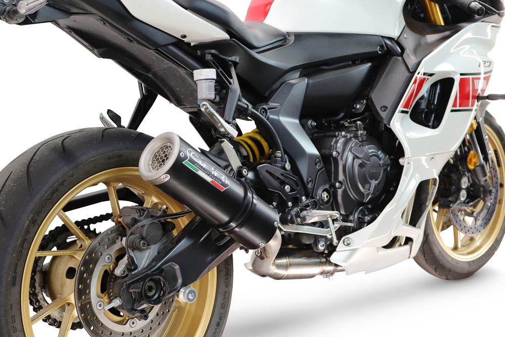 GPR pot echappement compatible avec Yamaha YZF R7 2021-2024, M3 Black Titanium, Pot d'échappement complet racing, compris de collecteur et db killer amovible, sans homologation 