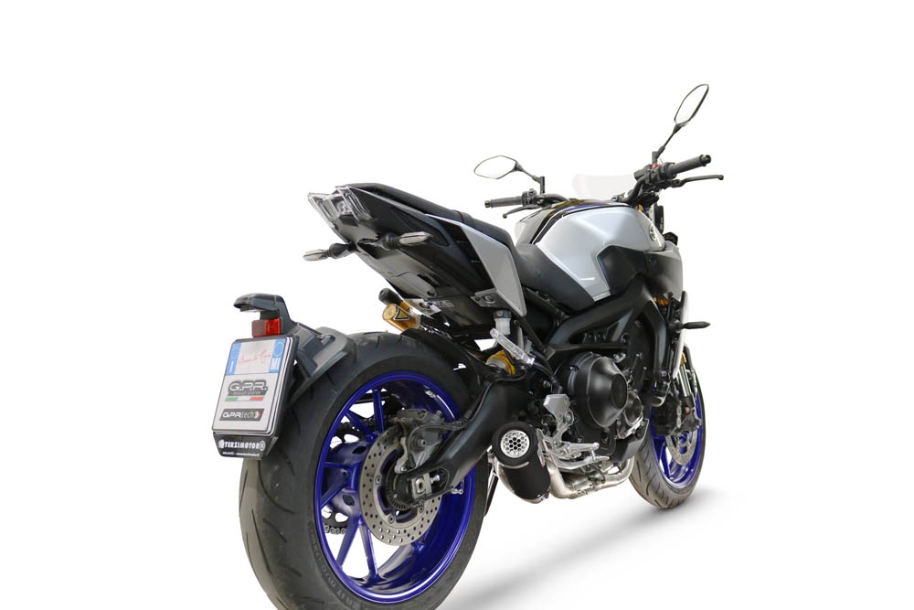 GPR pot echappement compatible avec Yamaha Tracer 900 GT 2018-2020, M3 Black Titanium, Homologué et légal, système d'échappement complet avec catalyseur et db killer amovible 