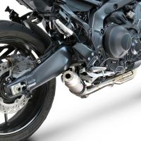 GPR pot echappement compatible avec  Yamaha Mt-09 2021-2024, Deeptone Inox, Pot d'échappement complet racing, compris de collecteur et db killer amovible, sans homologation 