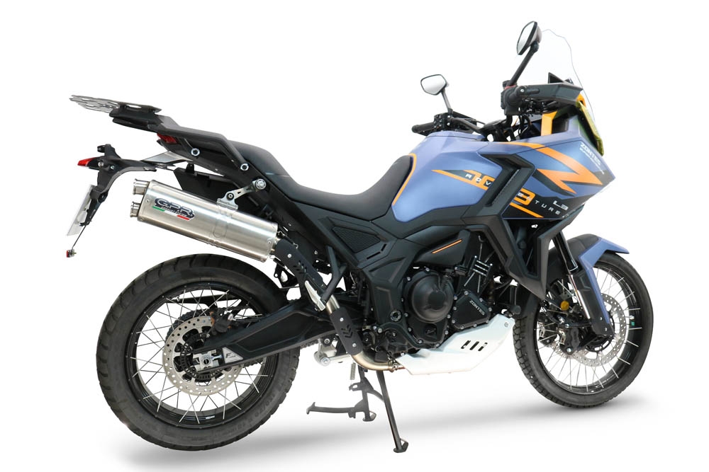 GPR pot echappement compatible avec  Zontes 703 F 2025-2026, Dual Inox, Pot echappement racing,silencieux avec db killer et des tuyaux de liaison sans homologation 